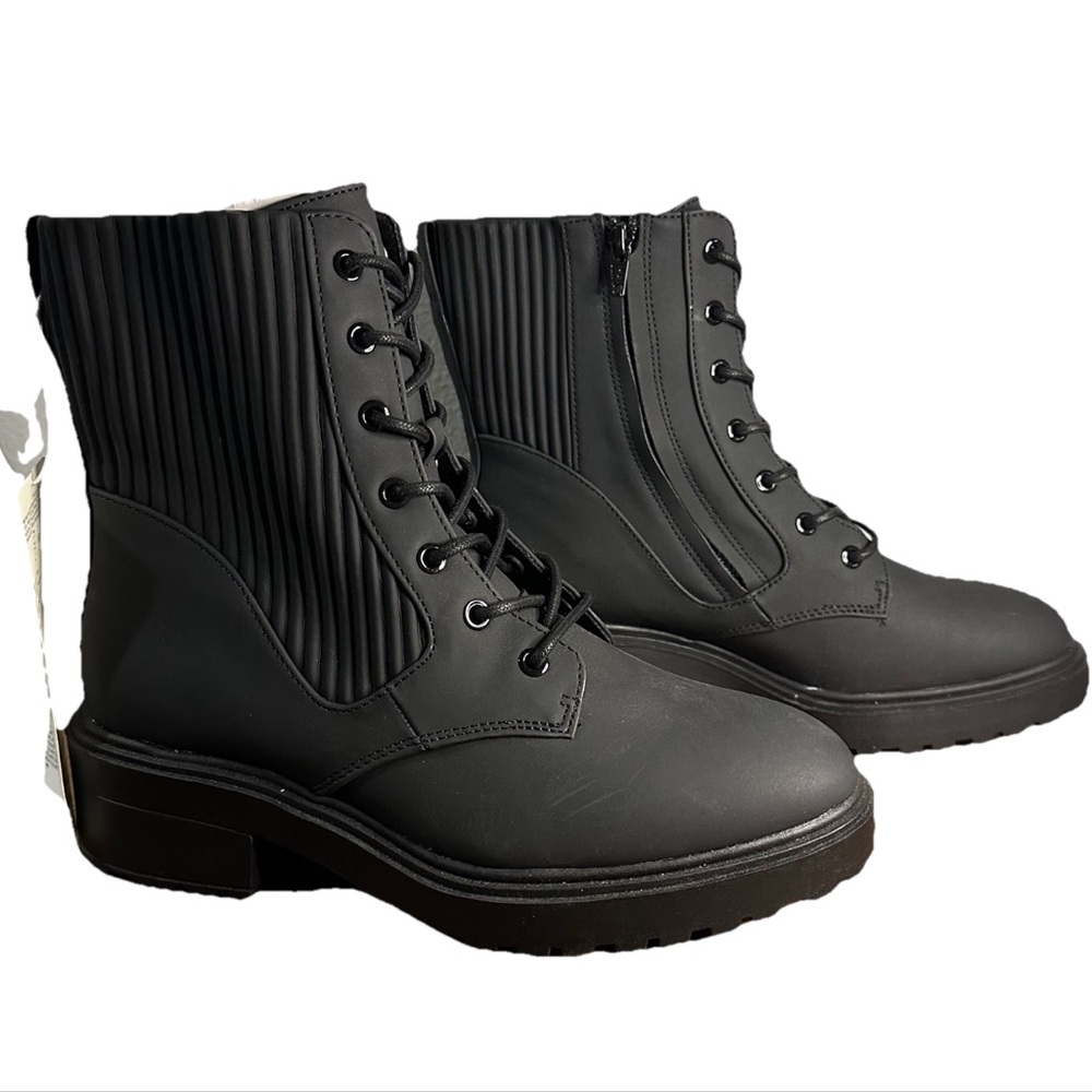 Black Rubberized Combat Boot with Chunky Outsole Women’s Size 9.5 WC (wide calf)